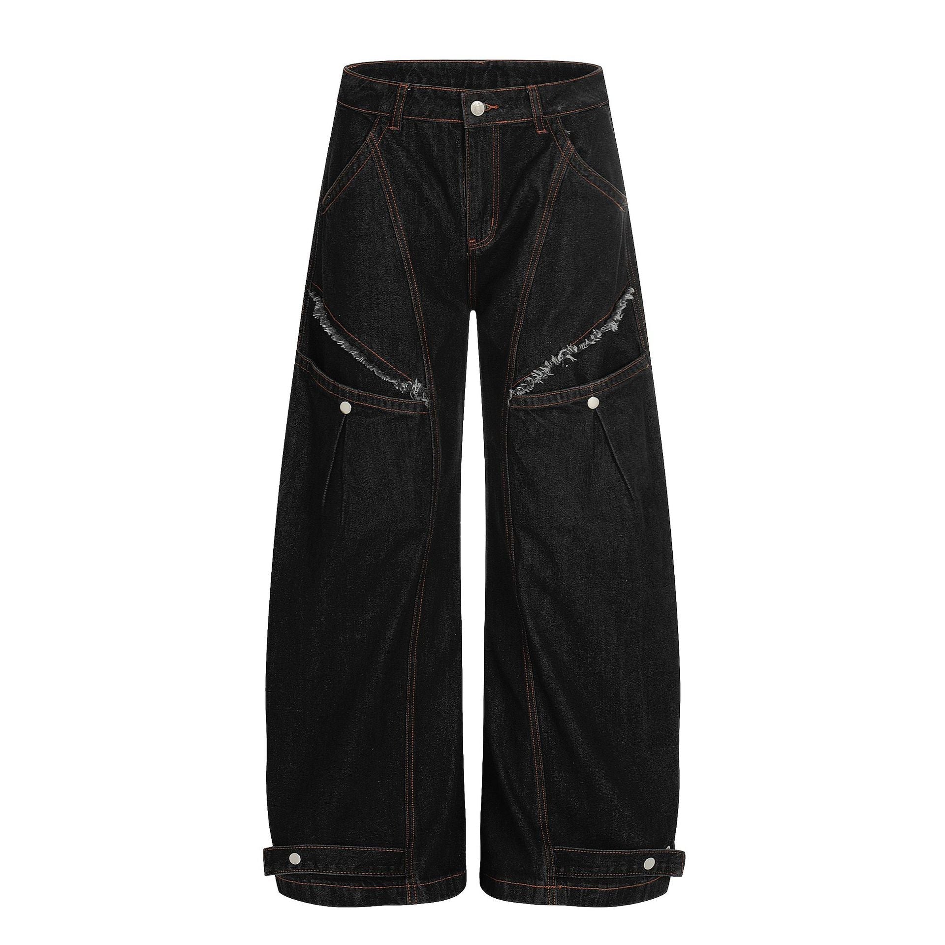 Raw Deconstruction Curved Denim Jeans