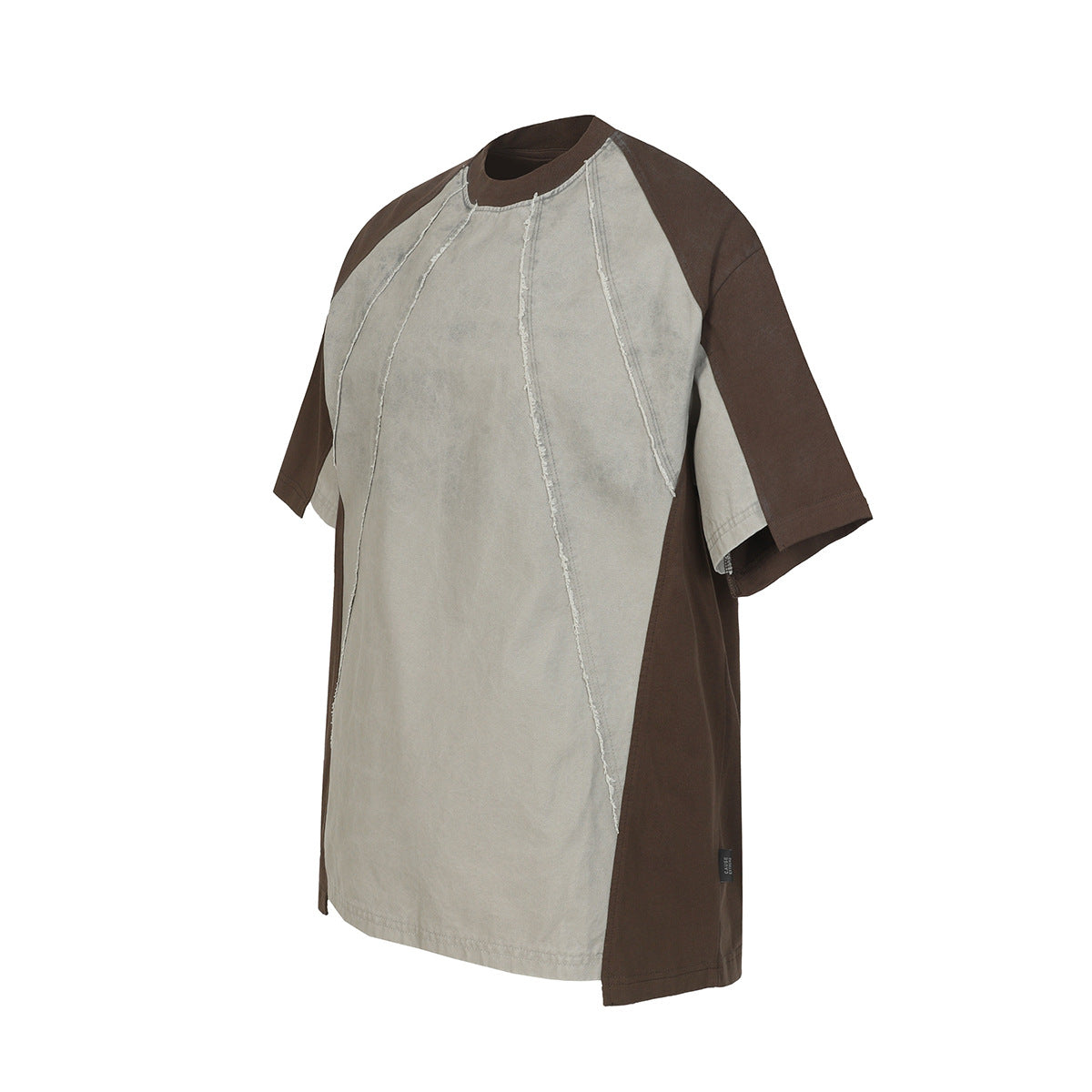 Washed Raw-Edge Splice Short Sleeve T-Shirt