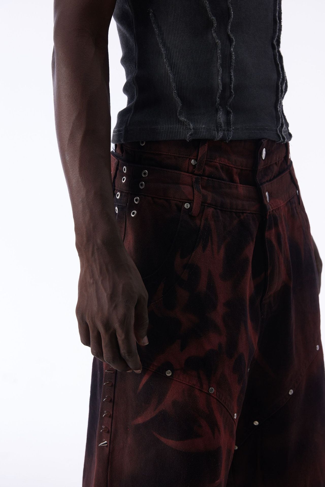 Washed Graffiti Dirty-Dye Denim Jort