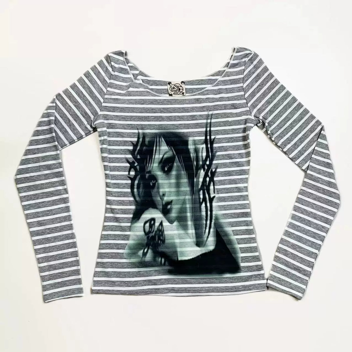 Gothic Stripe Slim Long Sleeve T-Shirt