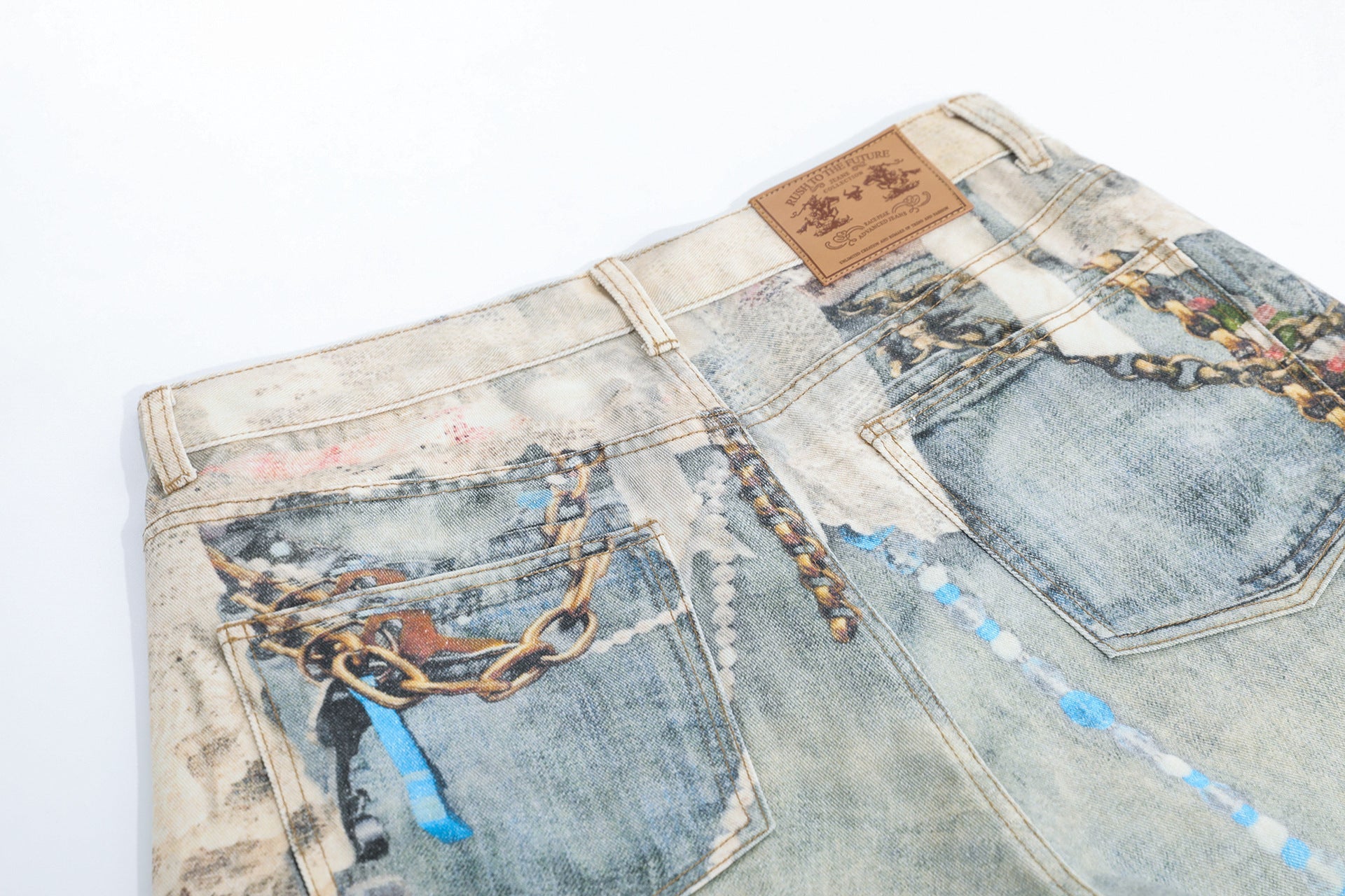 Paint Graphic Print Denim Jort