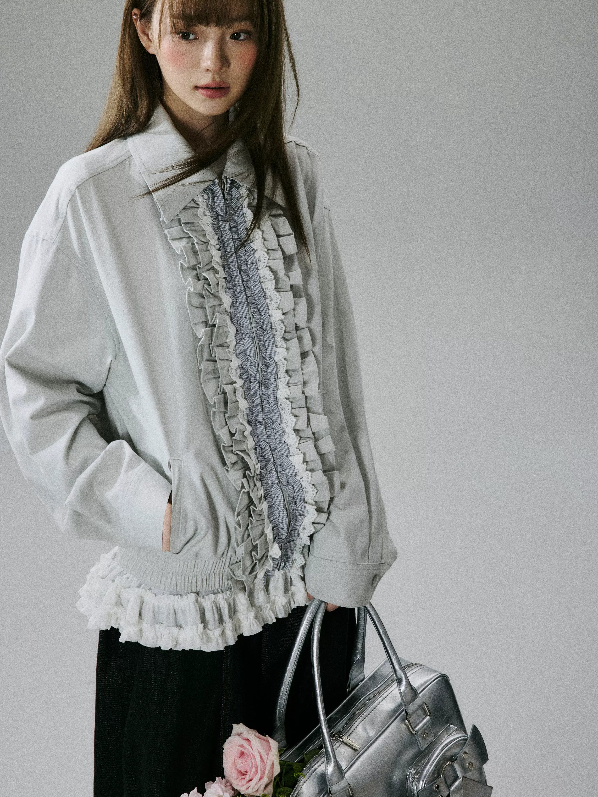 Ruffled Lace Detail Jacket