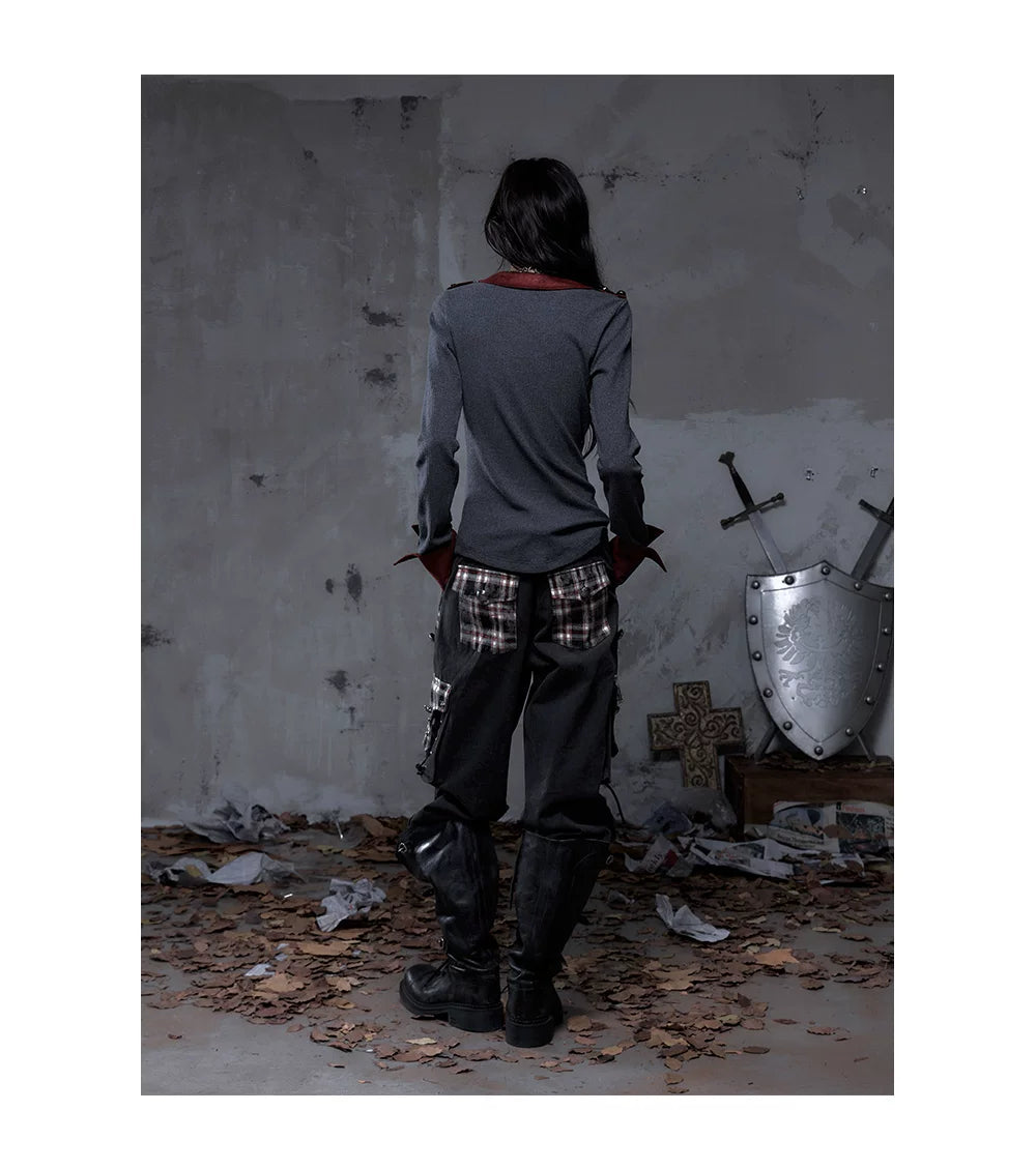 Panel Design Multi-Pocket Tapered Pants
