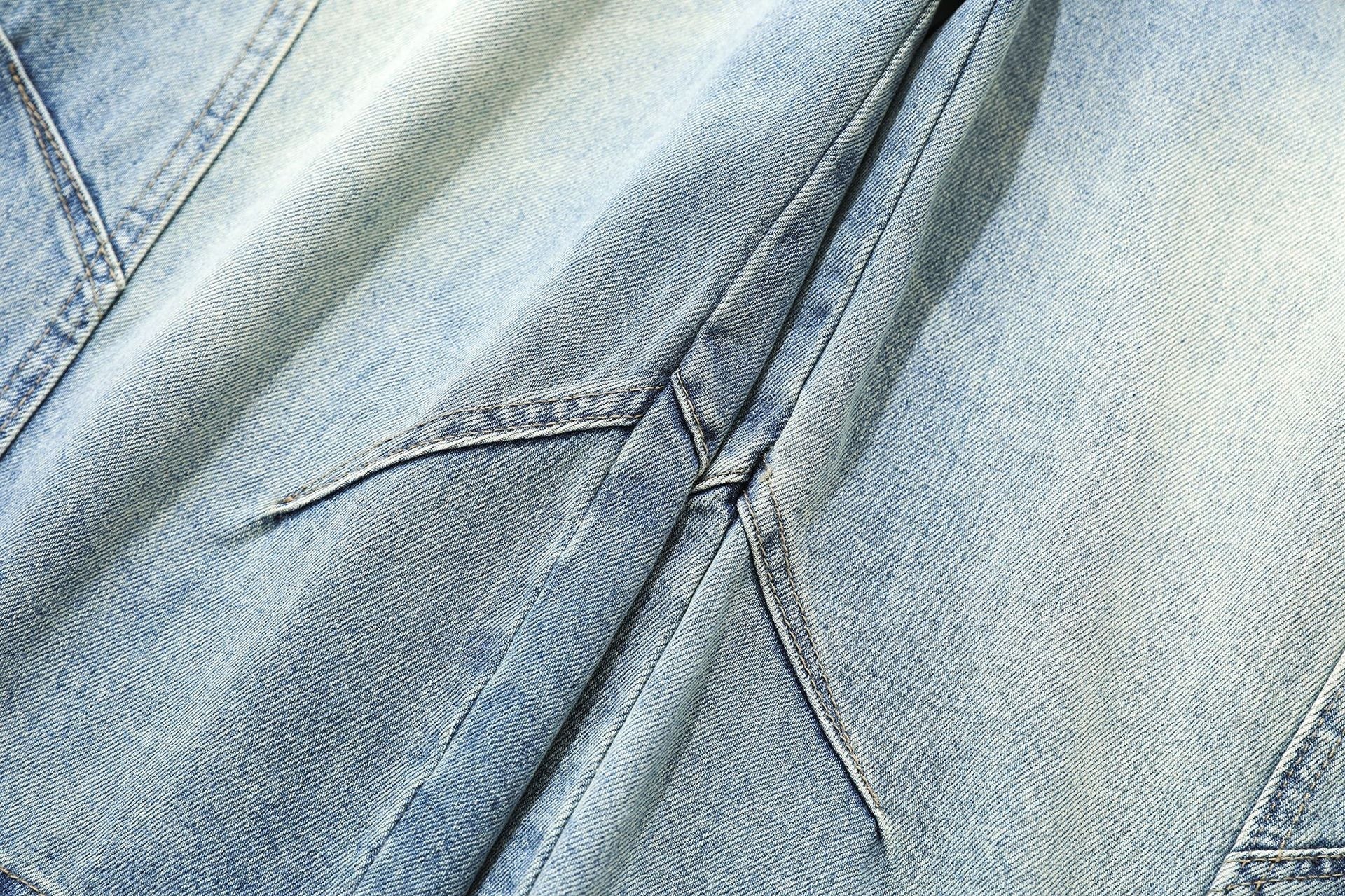 Washed Curved Denim Jort