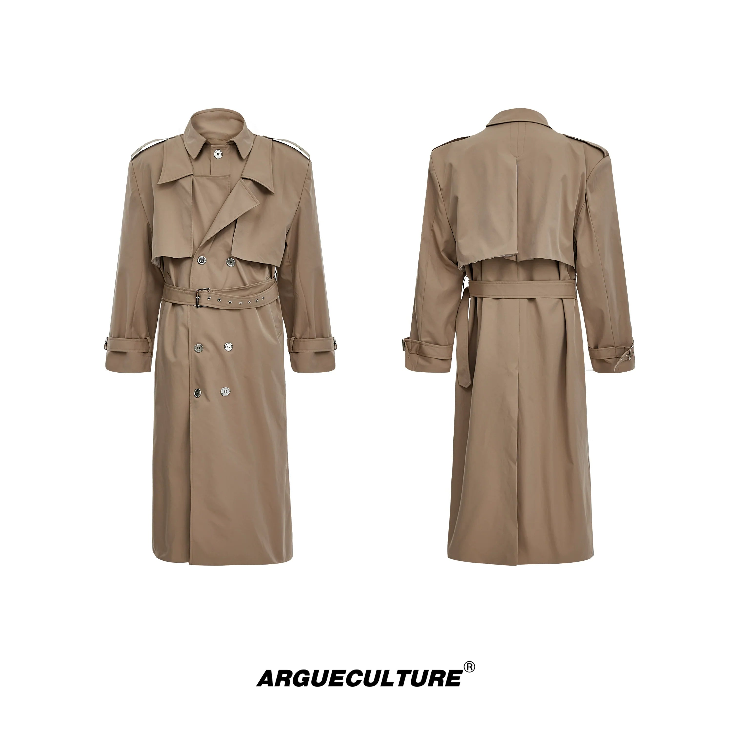 Fake Layered Shoulder Pad Long Coat