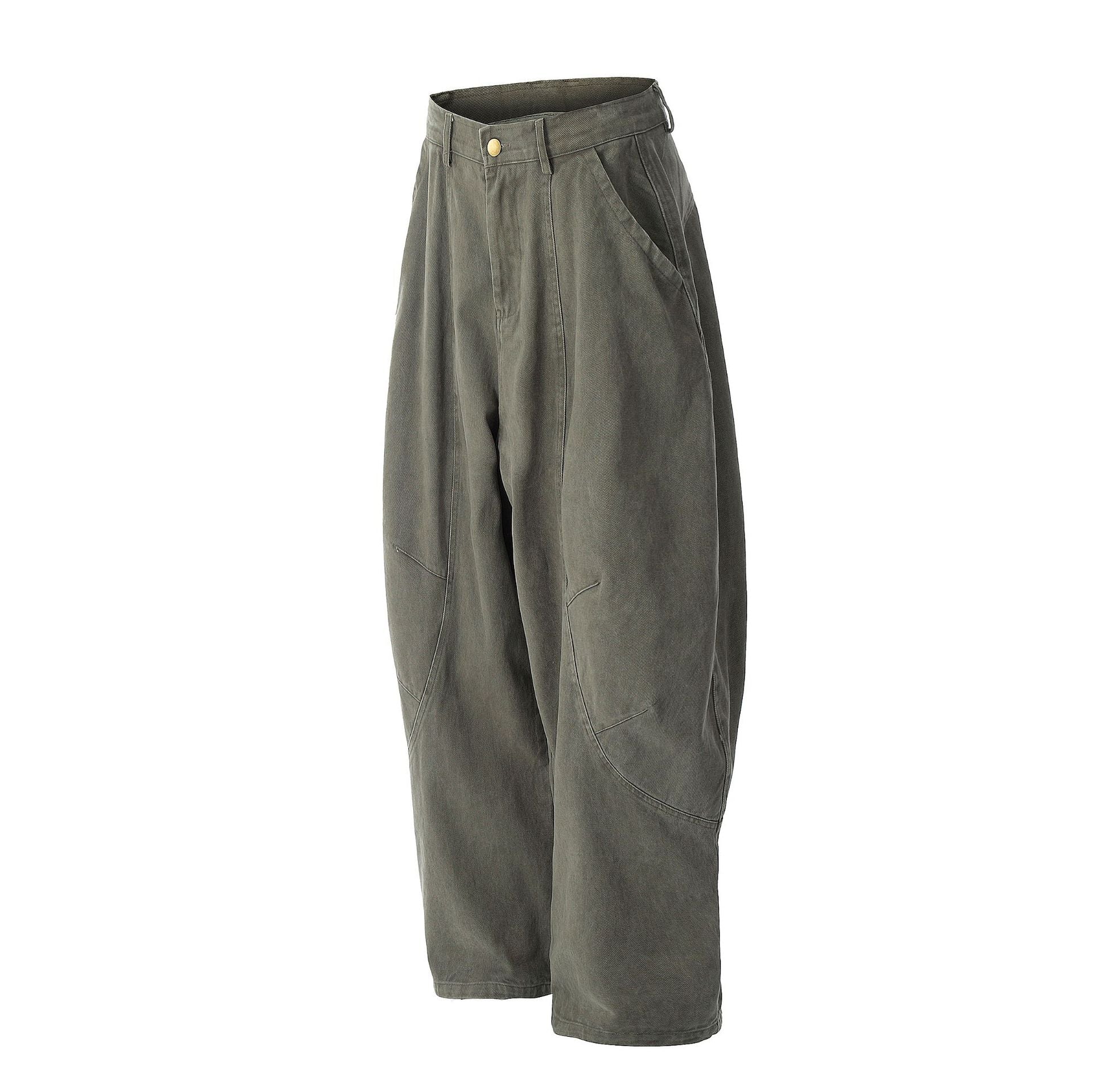 Wide Leg Curved Cargo Pants