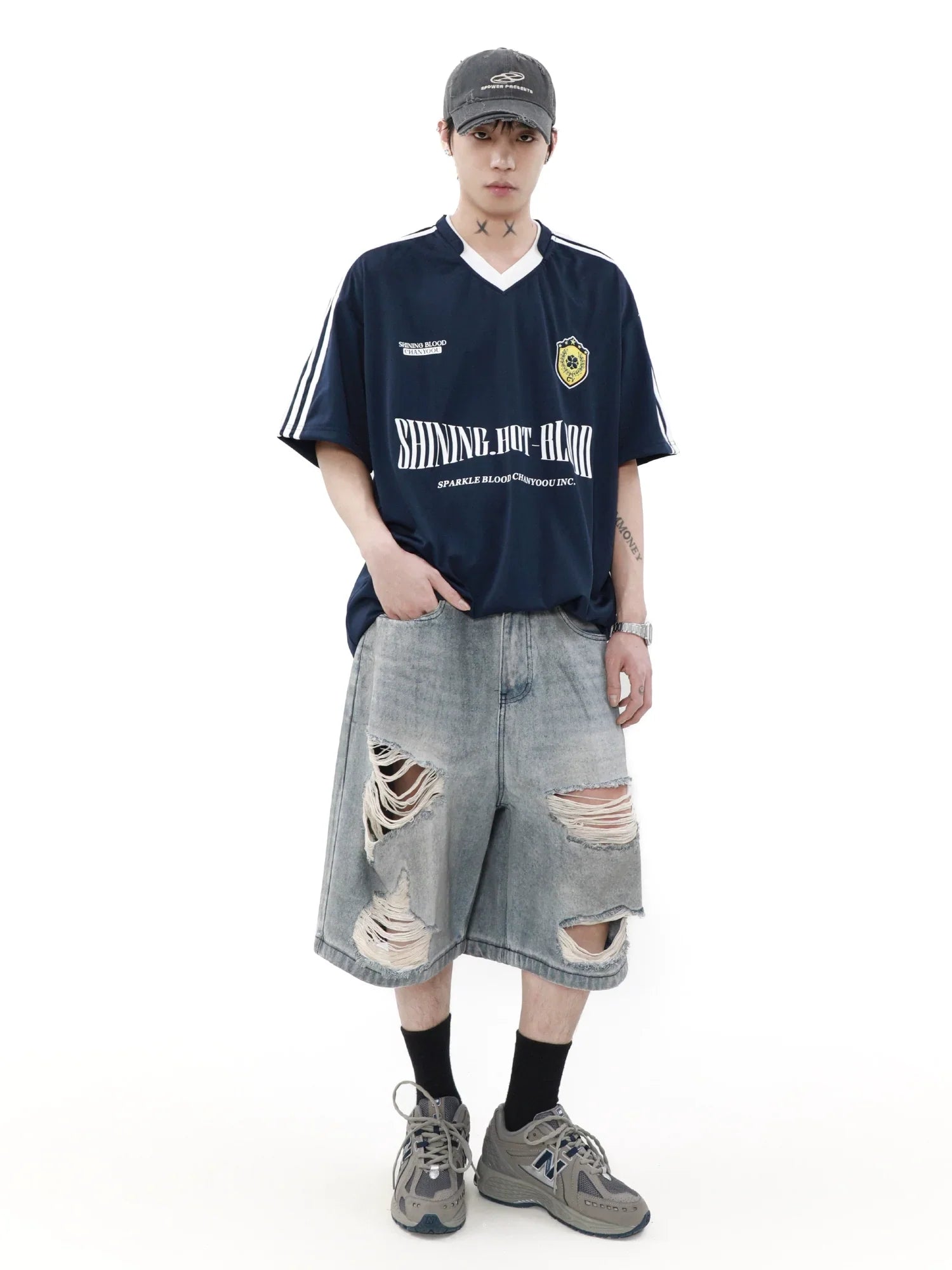 Quick Drying Sporty V-neck Short Sleeve T-shirt