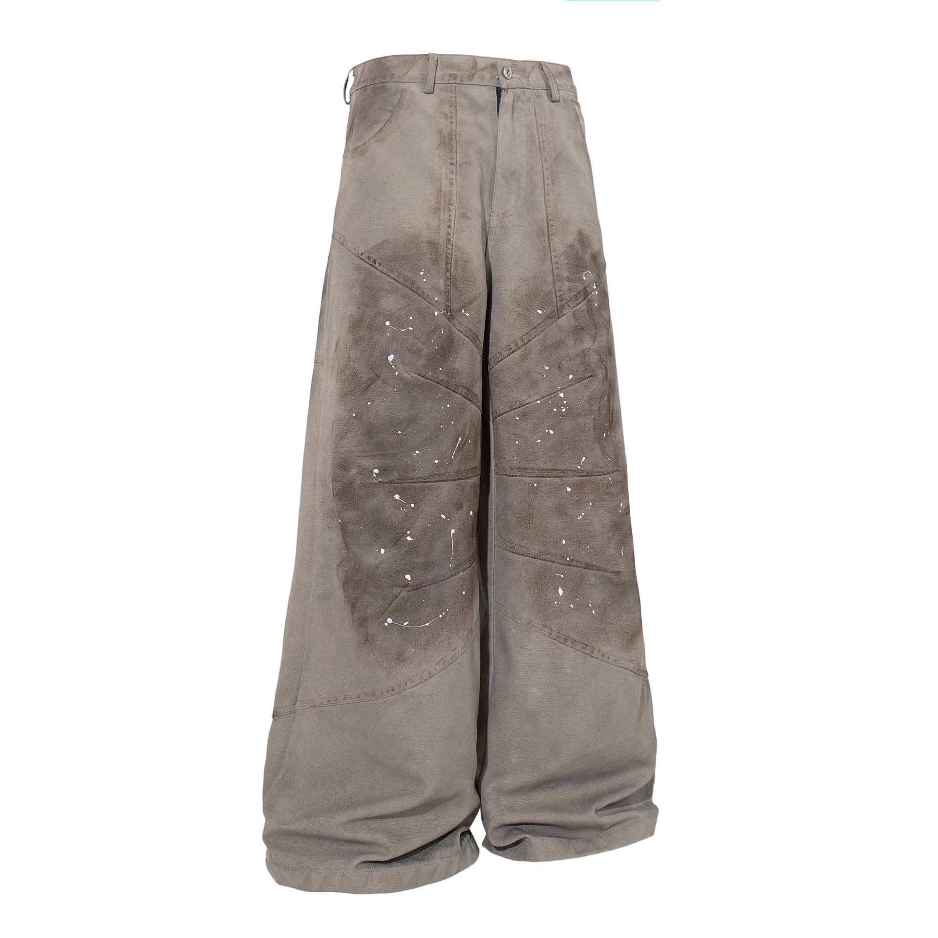Washed Paint Studs Detail Wide Leg Pants