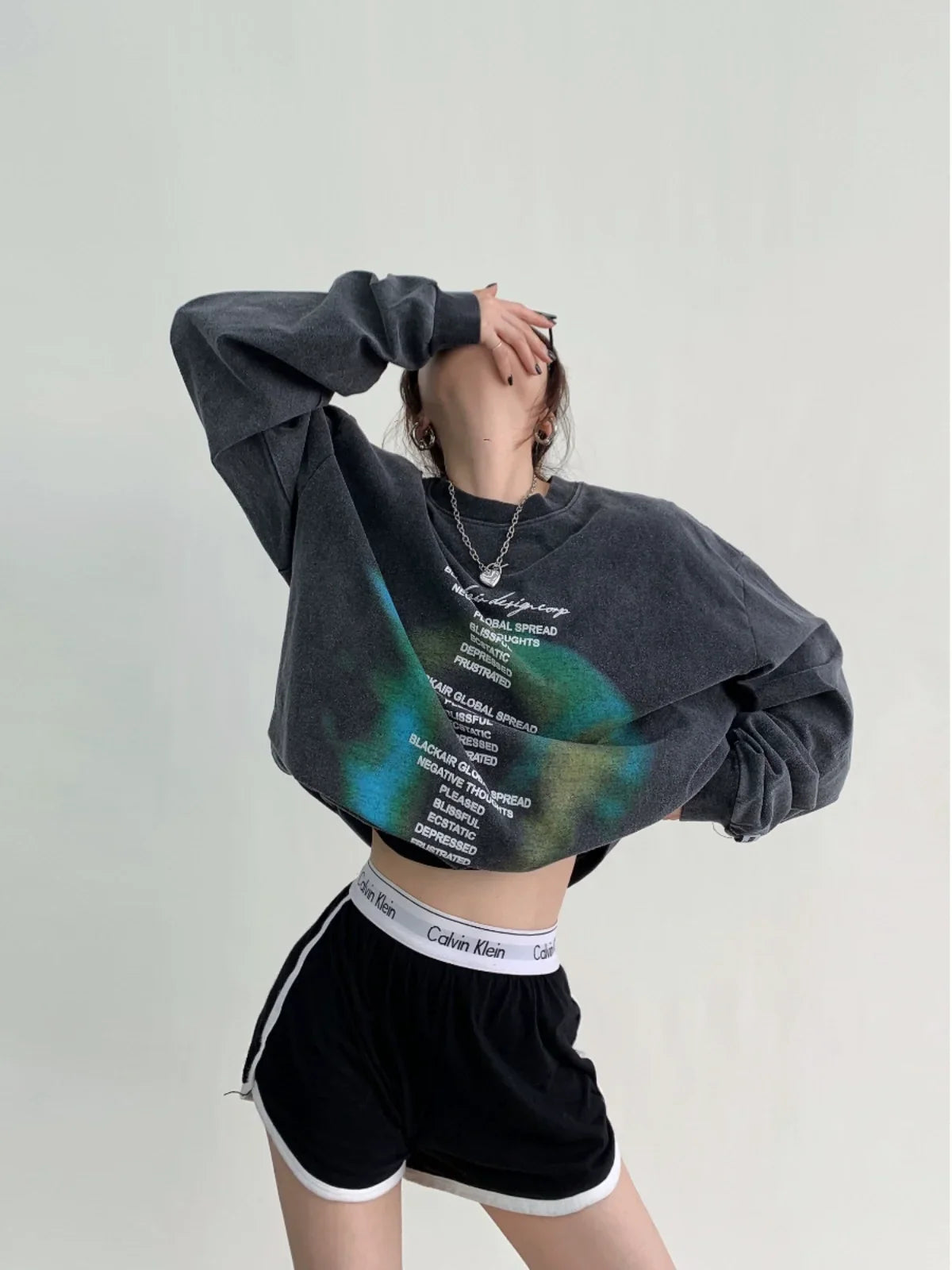 Letter Print Oversize Long-Sleeve Top