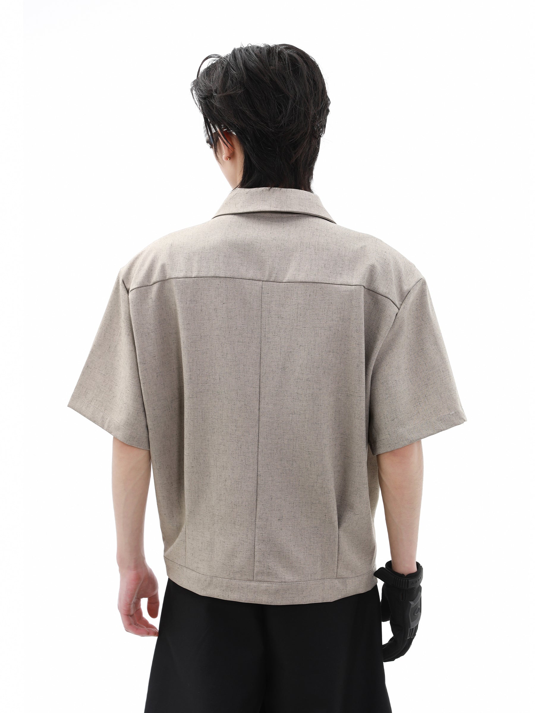 Double Zipper Short Sleeve Shirt Jacket