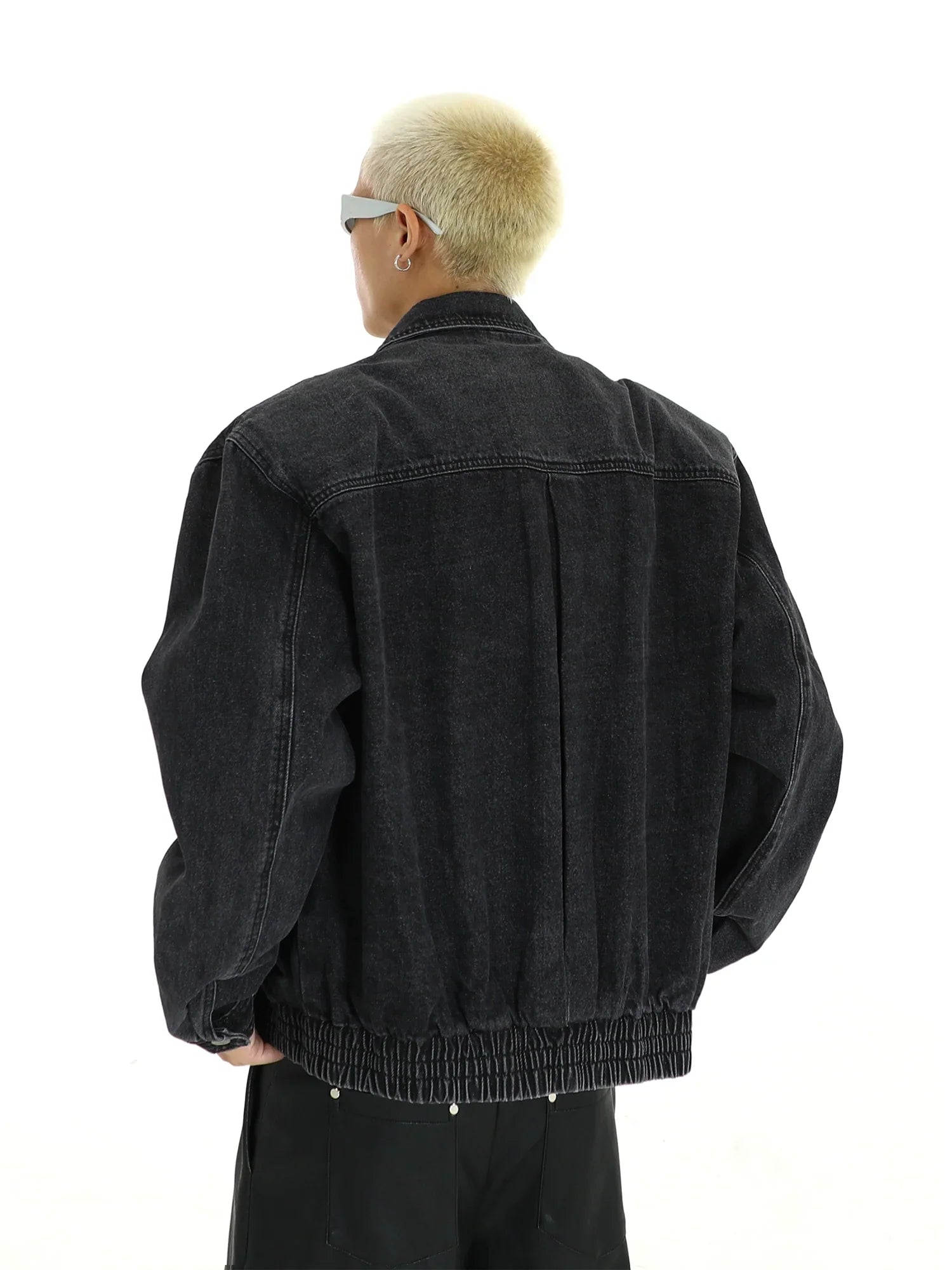 Metal Zipper Design Washed Short Denim Jacket