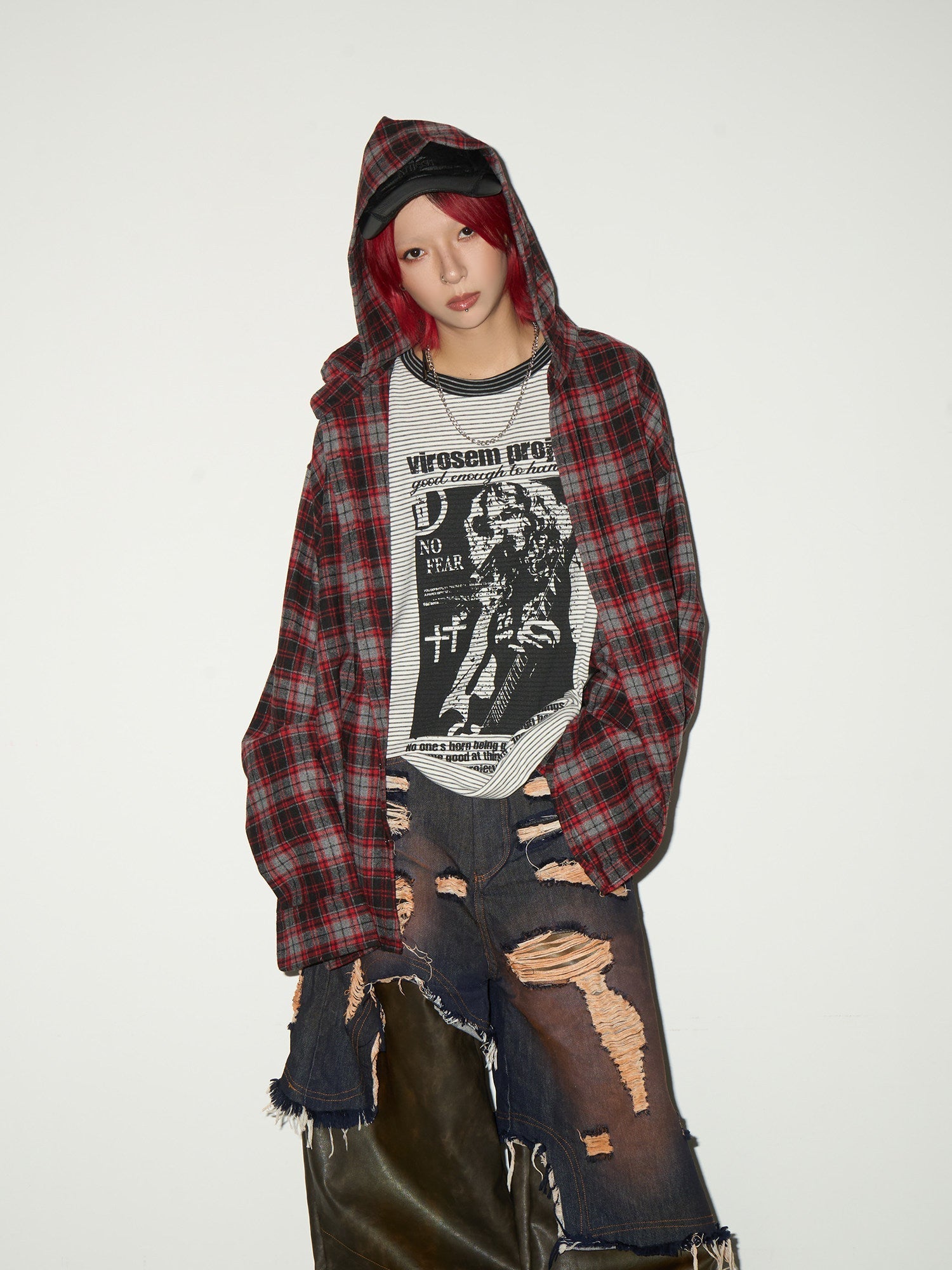 Stripe Graphic Print Layered Long Sleeve T-Shirt