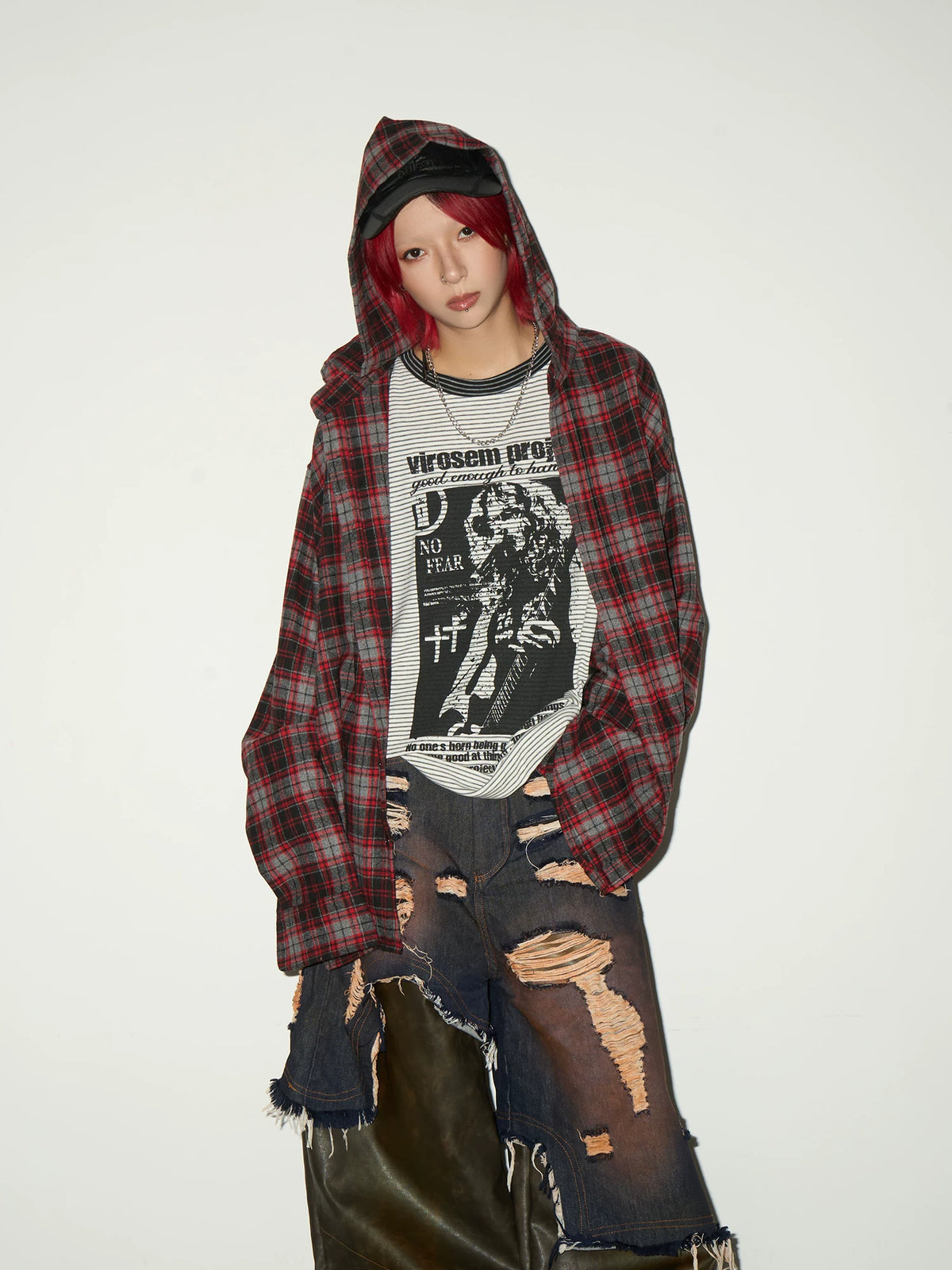 Stripe Graphic Print Layered Long Sleeve T-Shirt