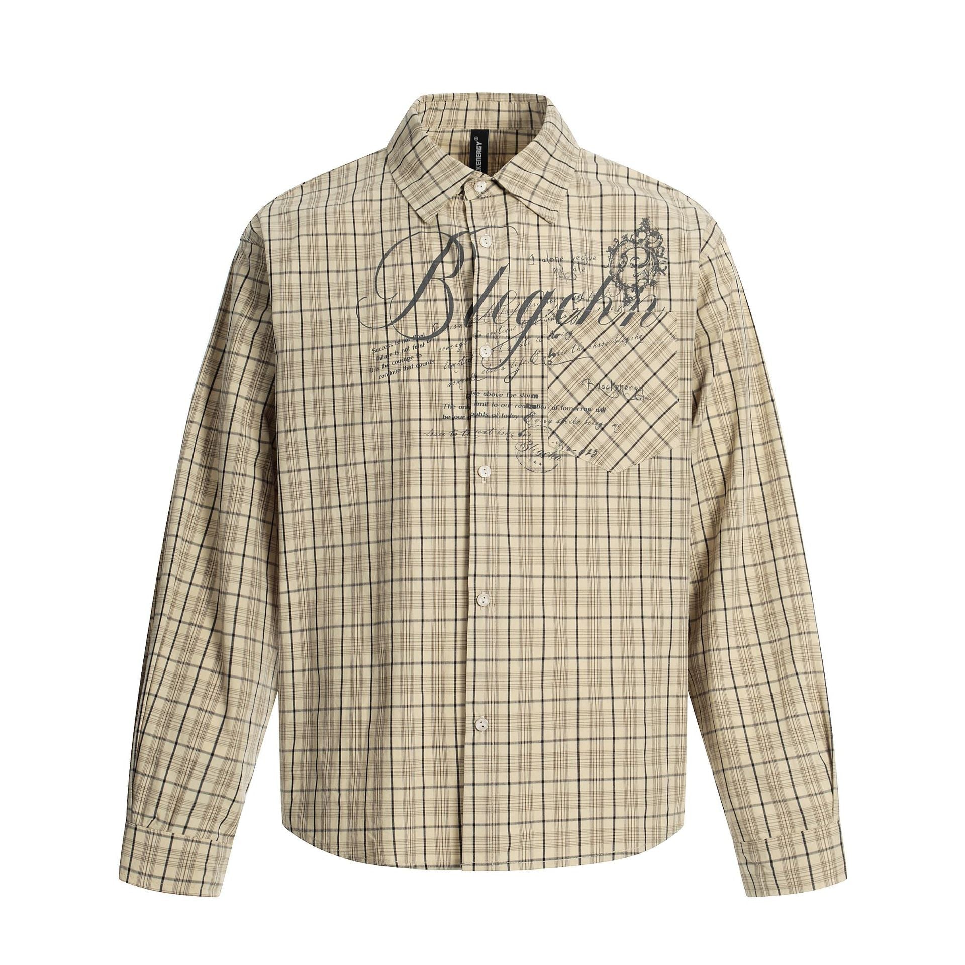 Plaid Letter Print Long Sleeve Shirt