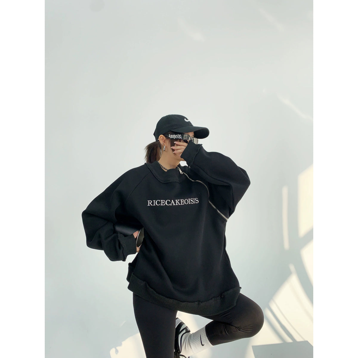 Side Zipper Design Oversized Heavyweight Sweatshirt