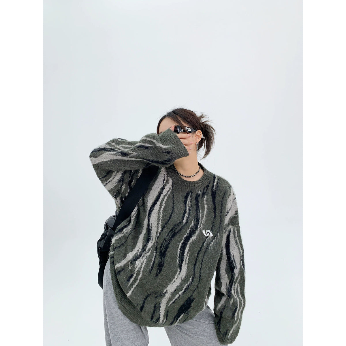 Pull oversize en maille à rayures Mrble