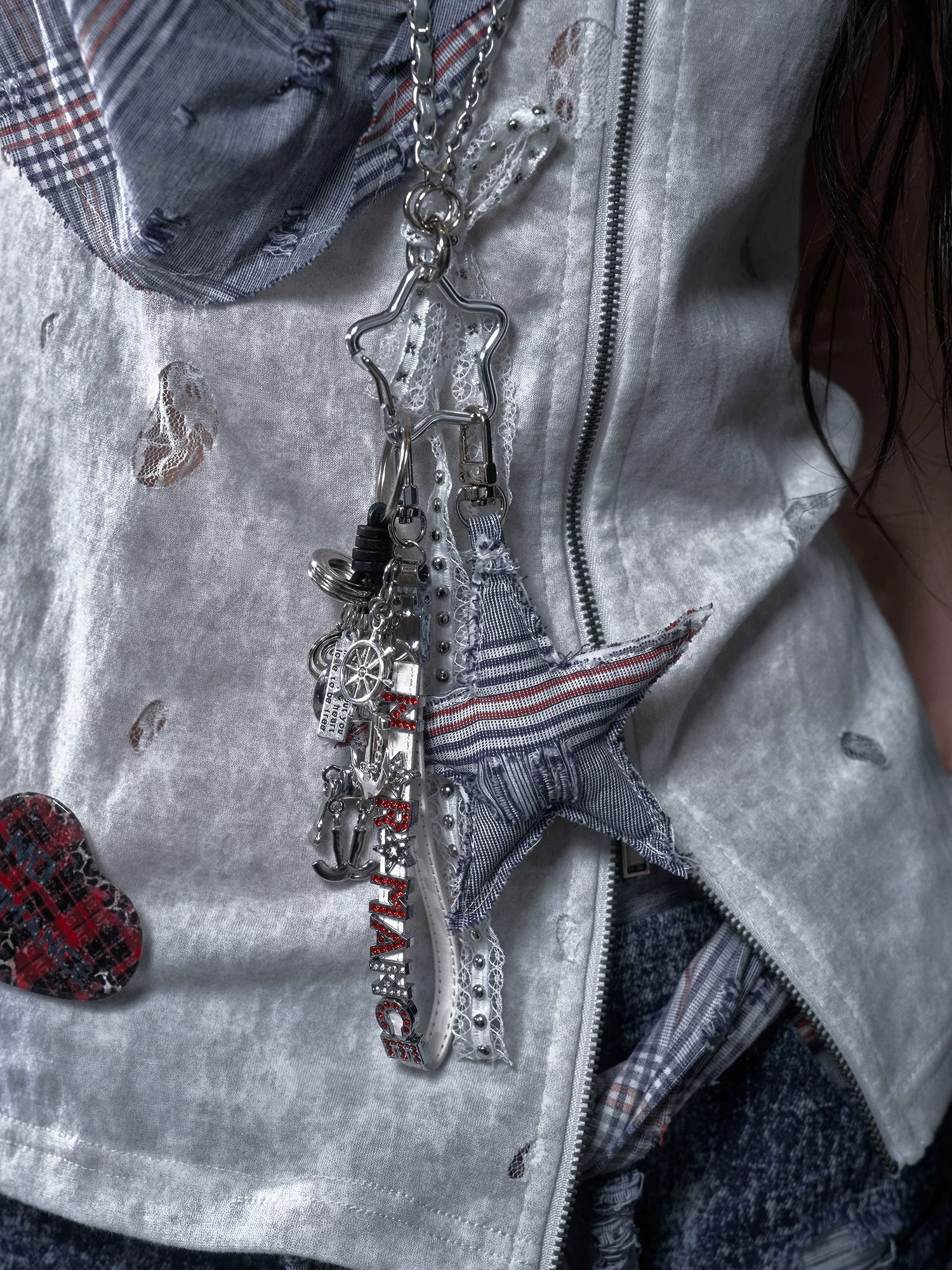 Rhinestone Star Lace Multi-Use Chain Necklace