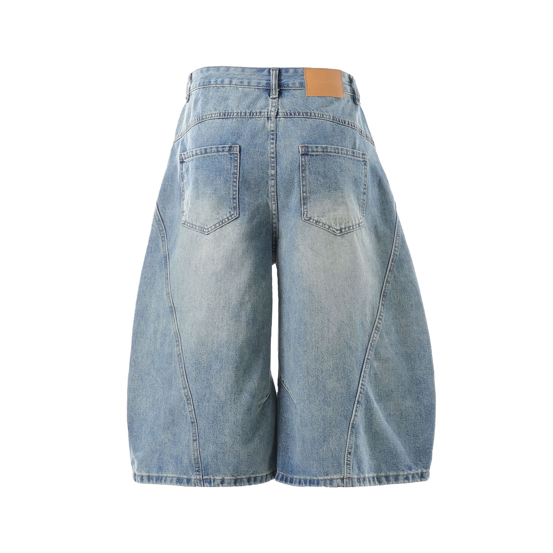 Washed Curved Denim Jort