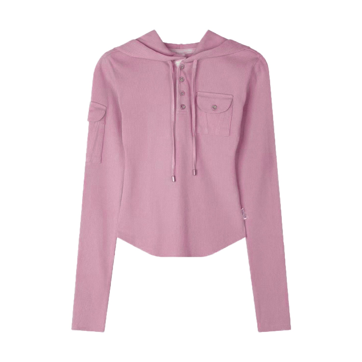 Multi-Pocket Button Knit Hoodie