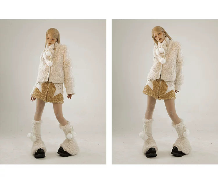 Fleece Lining Soft Fuzzy Knit Cardigan & Half Skirt Setup