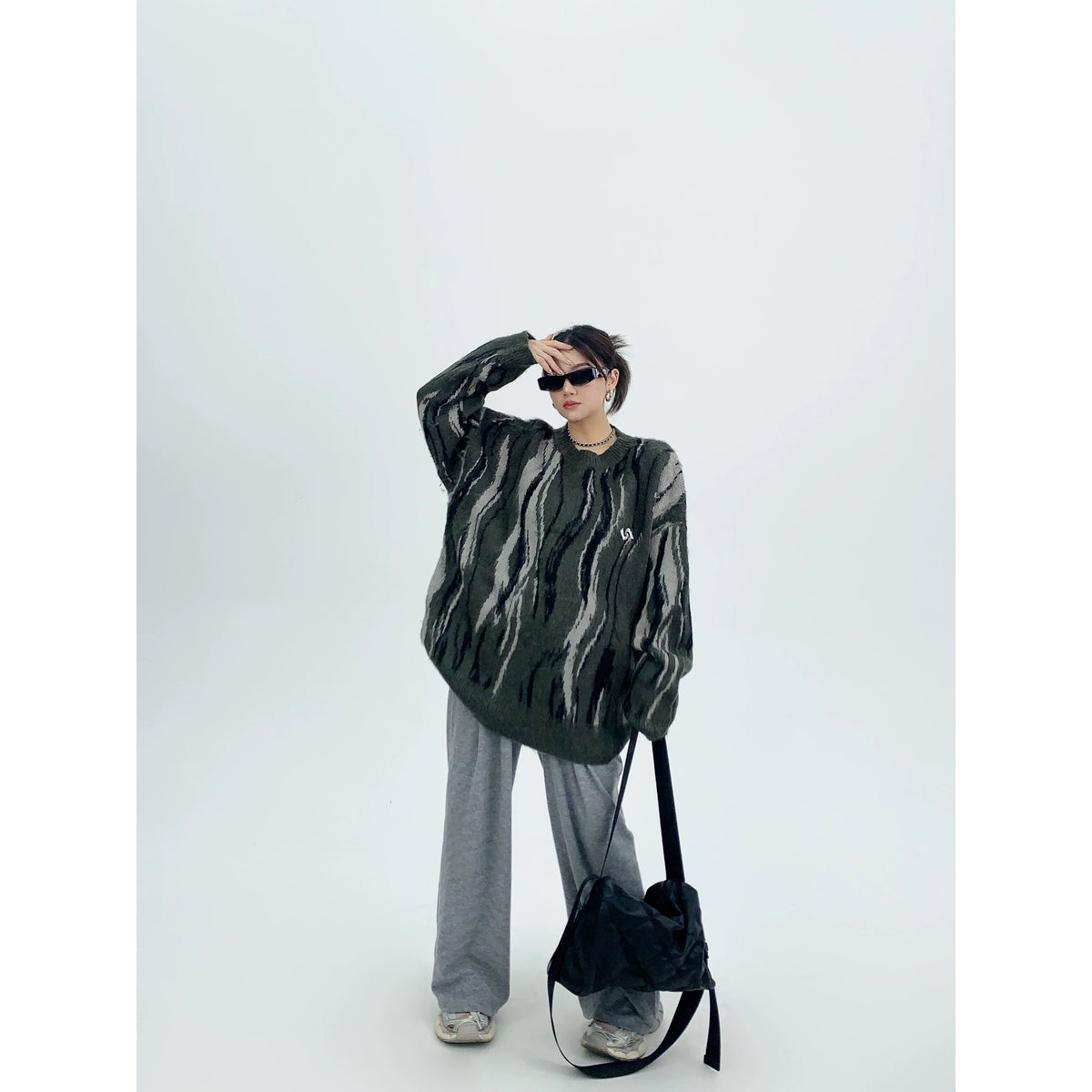 Pull oversize en maille à rayures Mrble