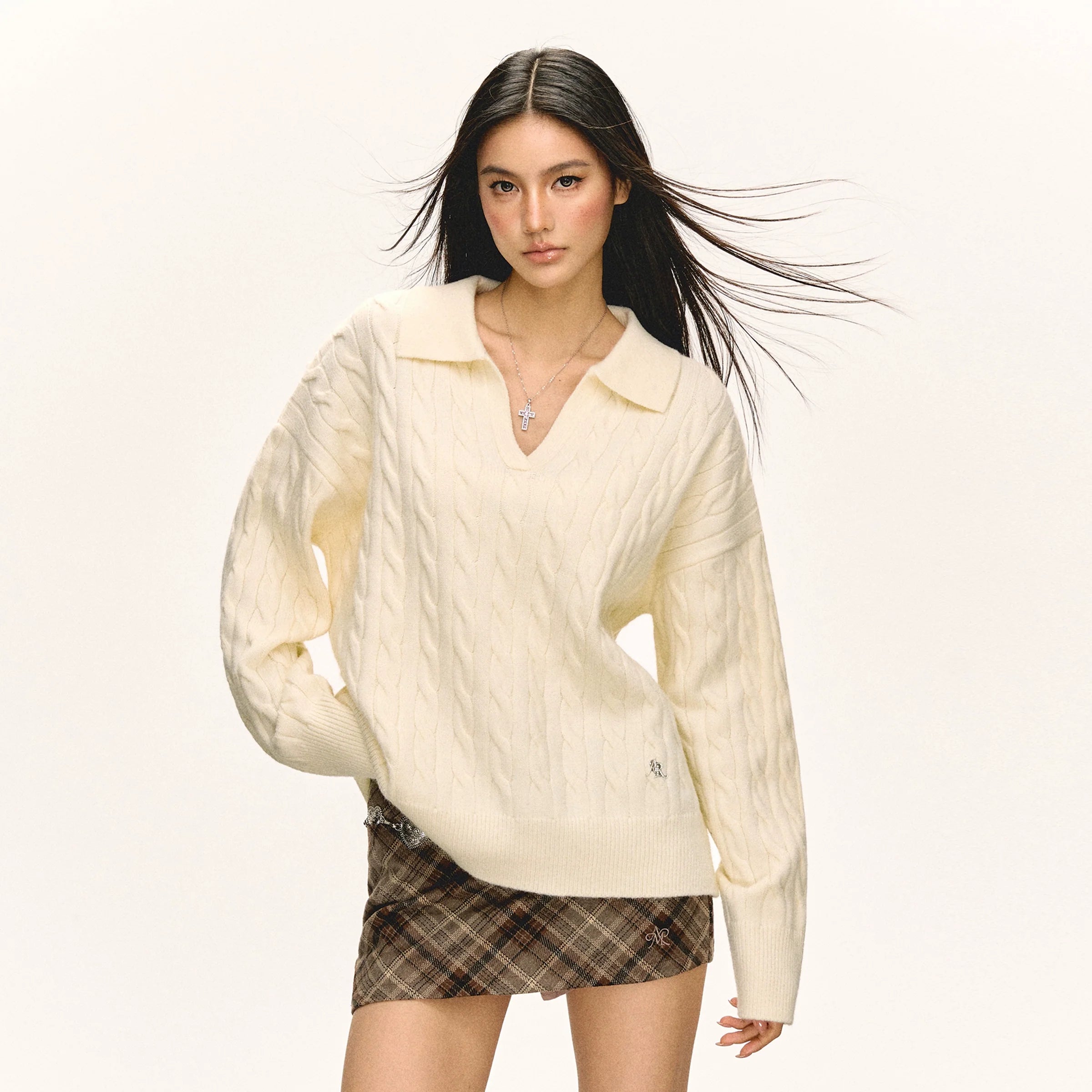 Retro V-Neck Loose Sweater
