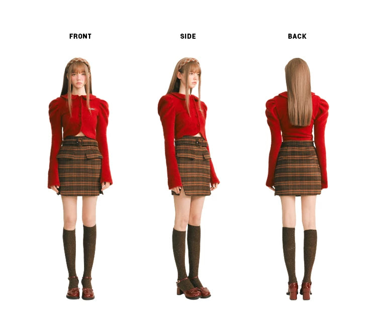Cropped Round Collar Button Jacket
