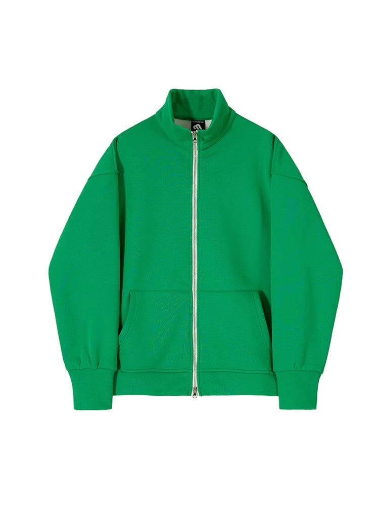 Stand Neck Double Zipper Sweatshirt Jacket