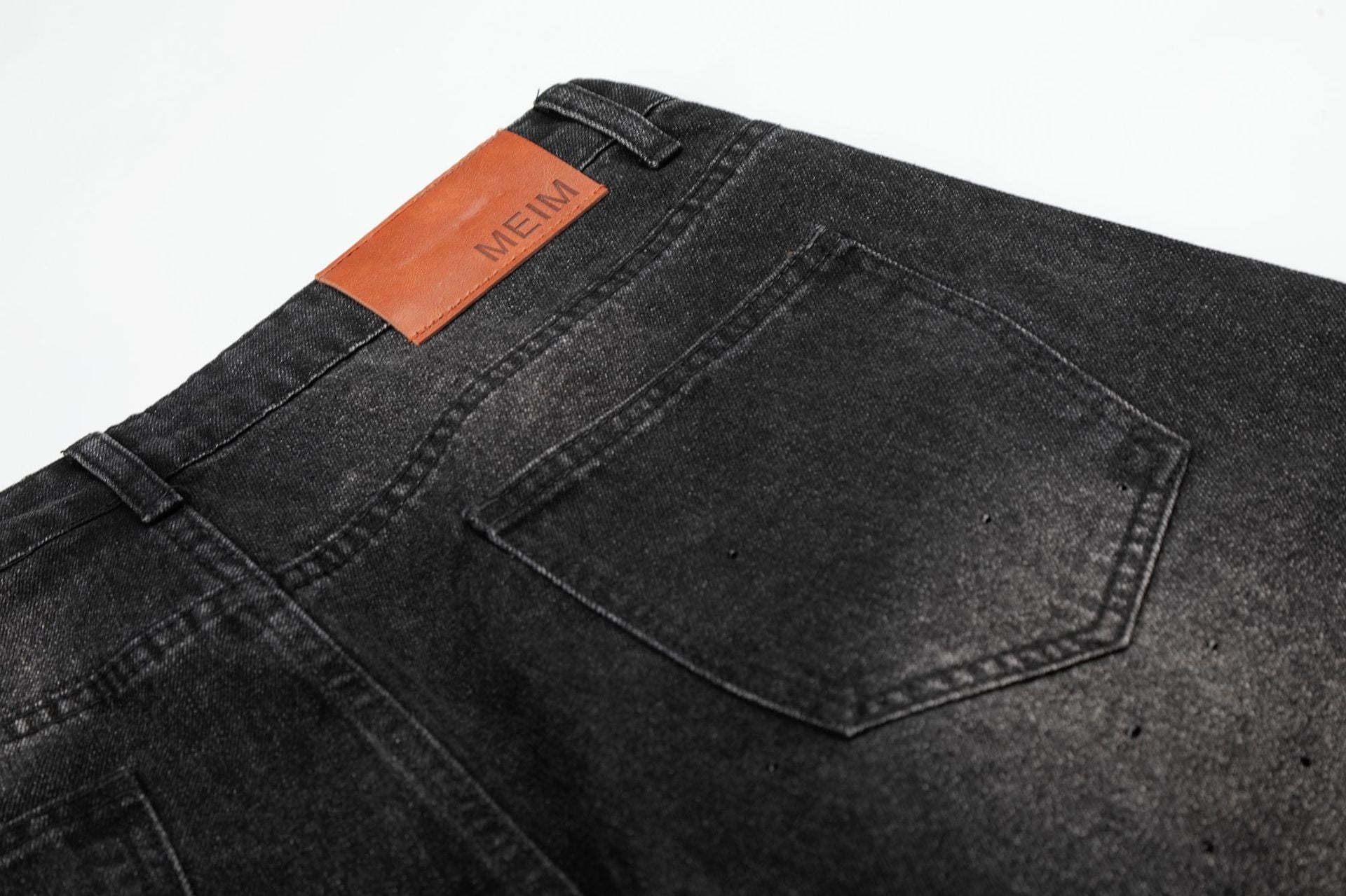 Washed Rhinestone Barrel Denim Jeans