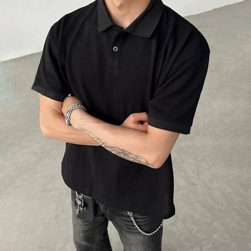 Schlank geschnittenes Kurzarm-Poloshirt - Schwarz / M
