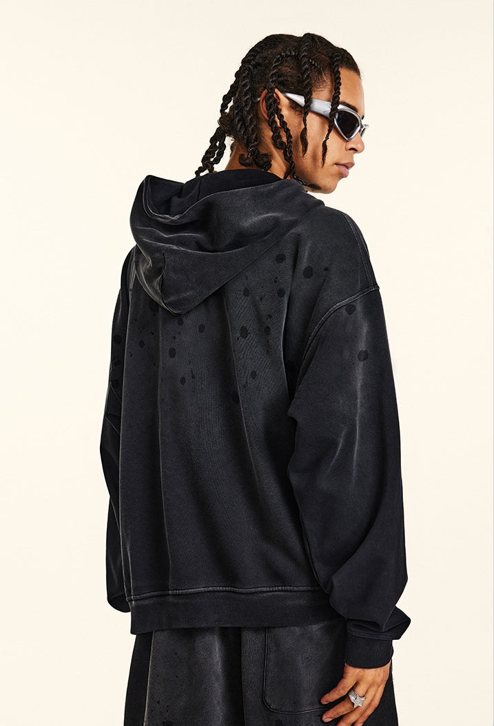 Graffiti Print Oversize Zipper Hoodie