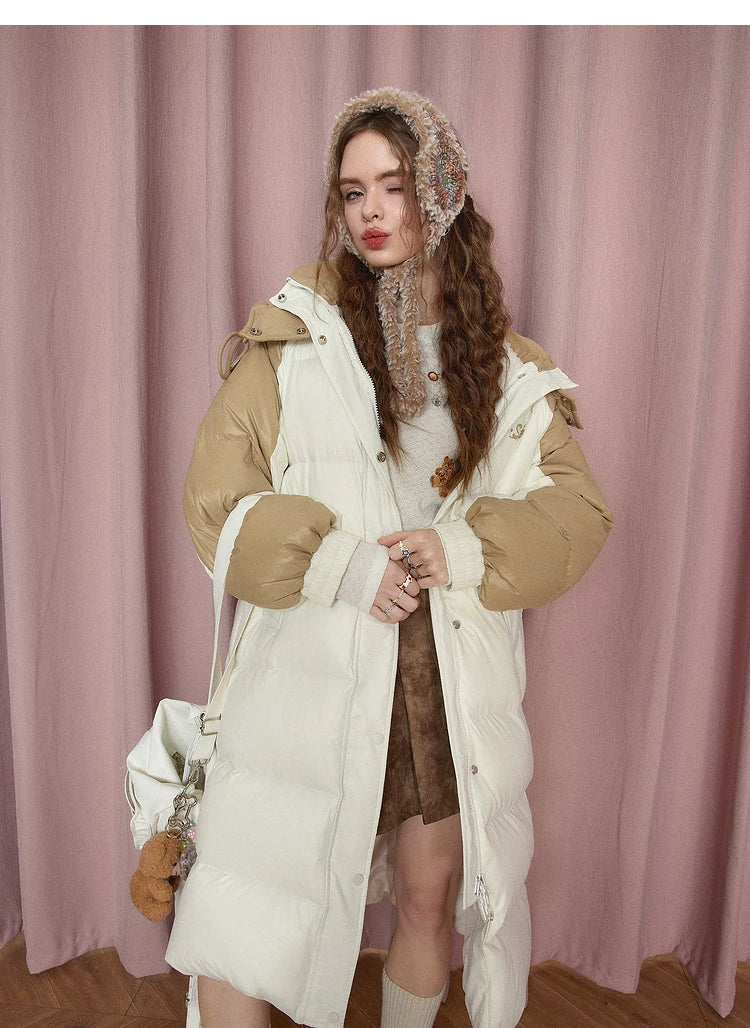 Stand Neck Long White Duck Down Coat