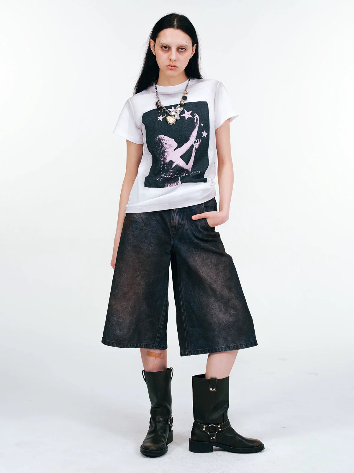Heavy Duty Washed Half Denim Jeans