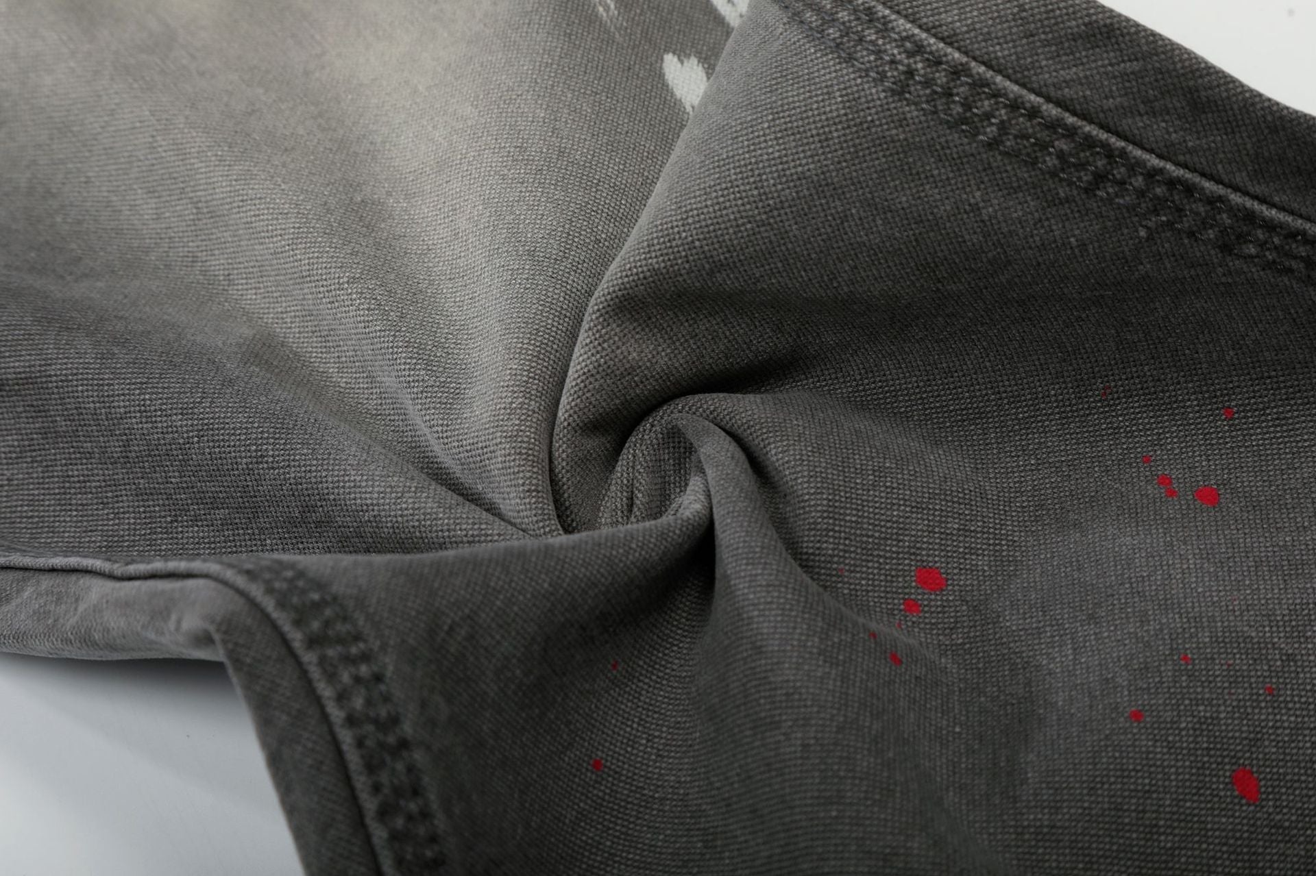 Whisker Ink Splash Curved Wide Leg Denim Jeans