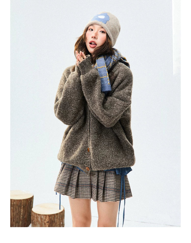 Crew Neck Button-Up Knit Cardigan