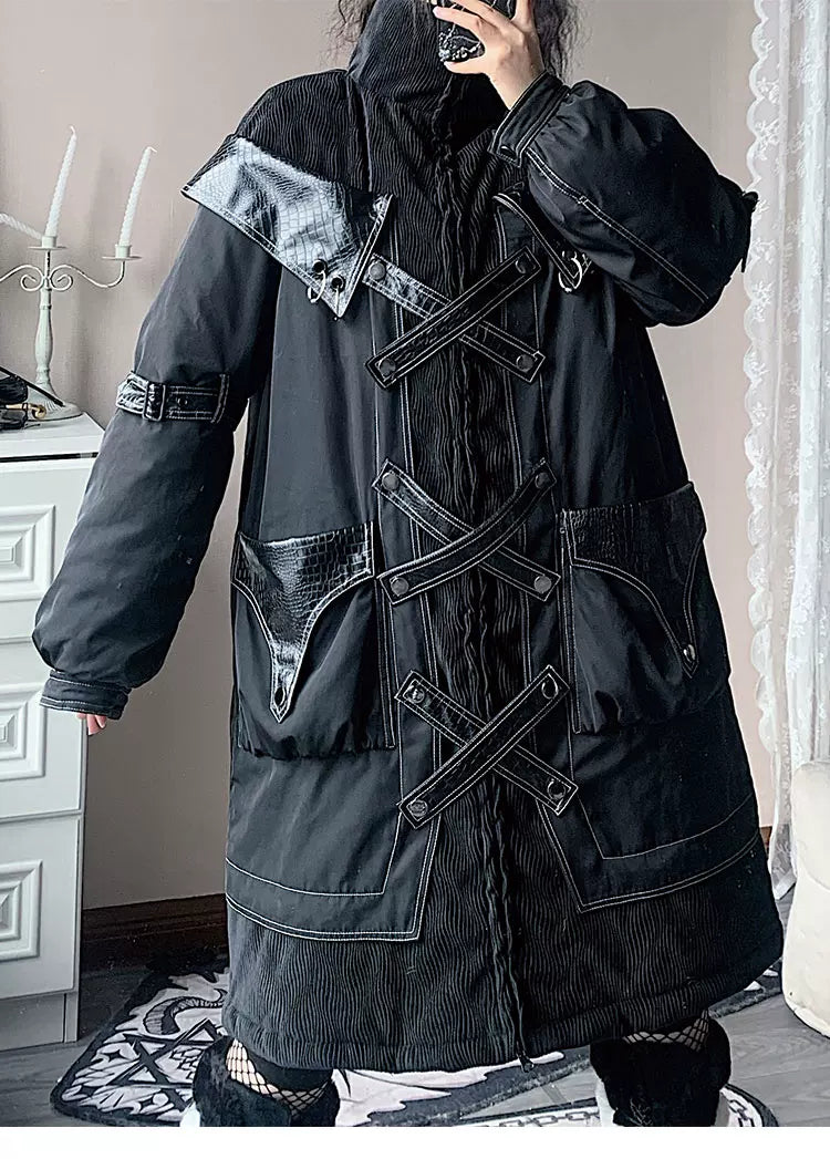 Dark Style Long Thick Padded Coat