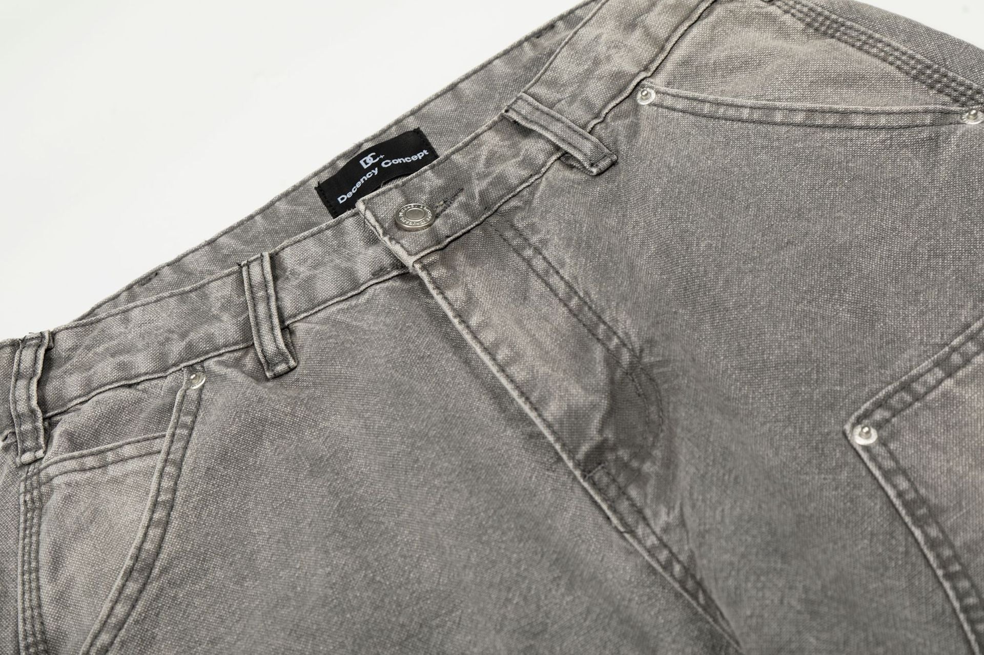 Dirty Washed Damage Panel Wide Leg Denim Jeans