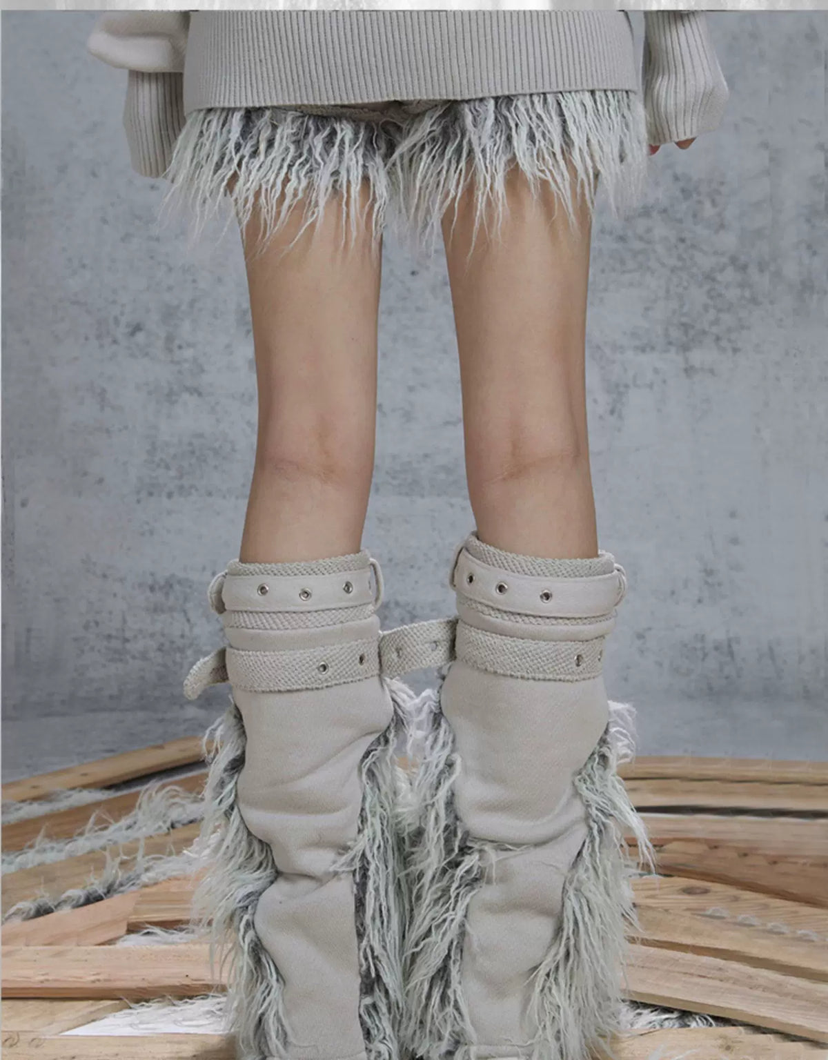 Patchwork Heavy-Duty Punk Short Pants & Leg Cover