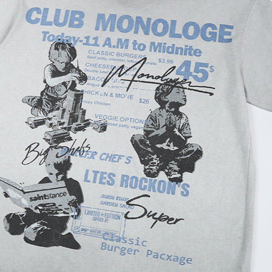 Washed Graphic Letter Print Short Sleeve T-Shirt