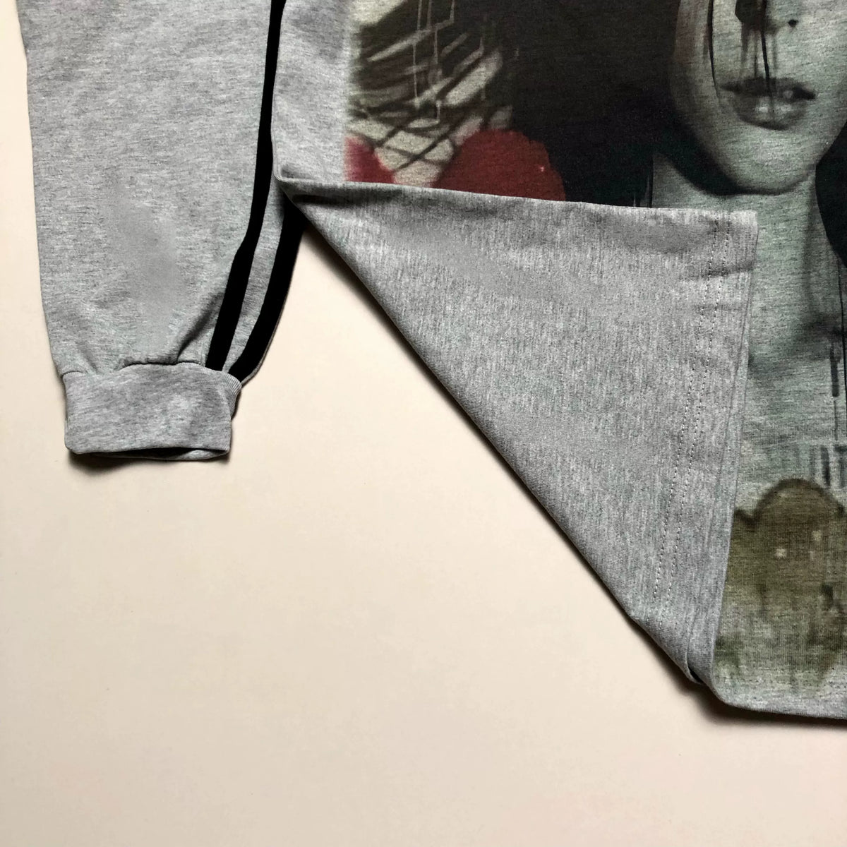 Punk Girl Graphic Gray Long Sleeve T-Shirt