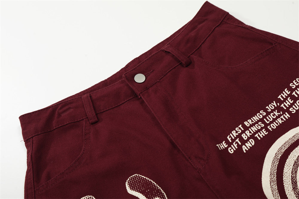 Grafische Cropped-Hose mit weitem Bein
