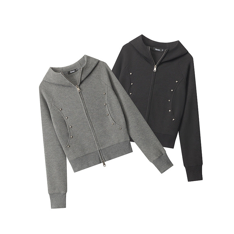 Veste à capuche avec double fermeture éclair et étoile