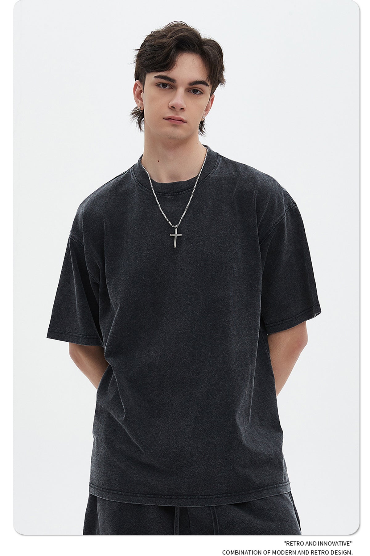 Oversize Washed Short-sleeve-T-shirt & Washed Short Sweatpants Setup
