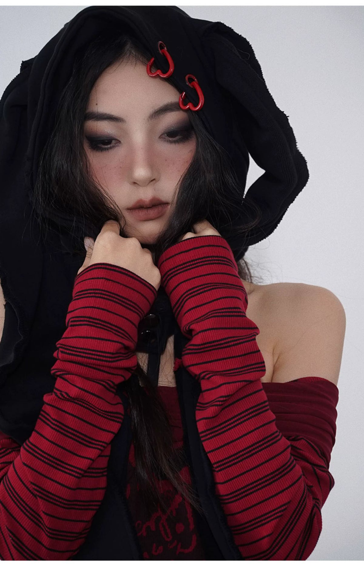 Red & Black Star Hat Scarf