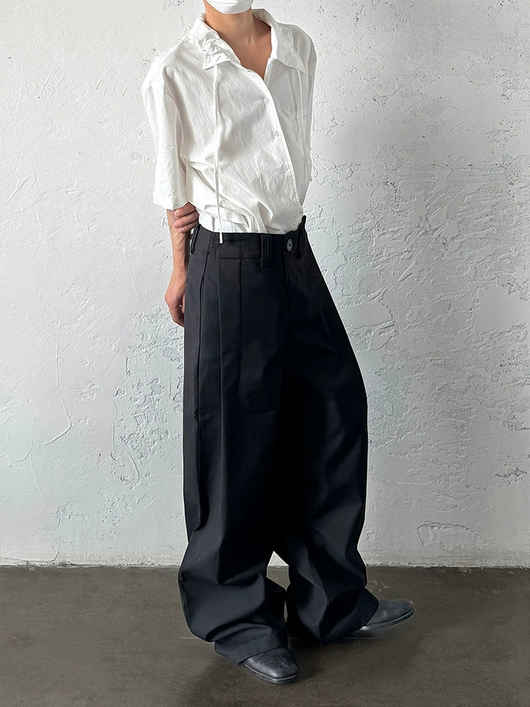 French Design Style Ribbon Oversize Short Sleeve Shirt