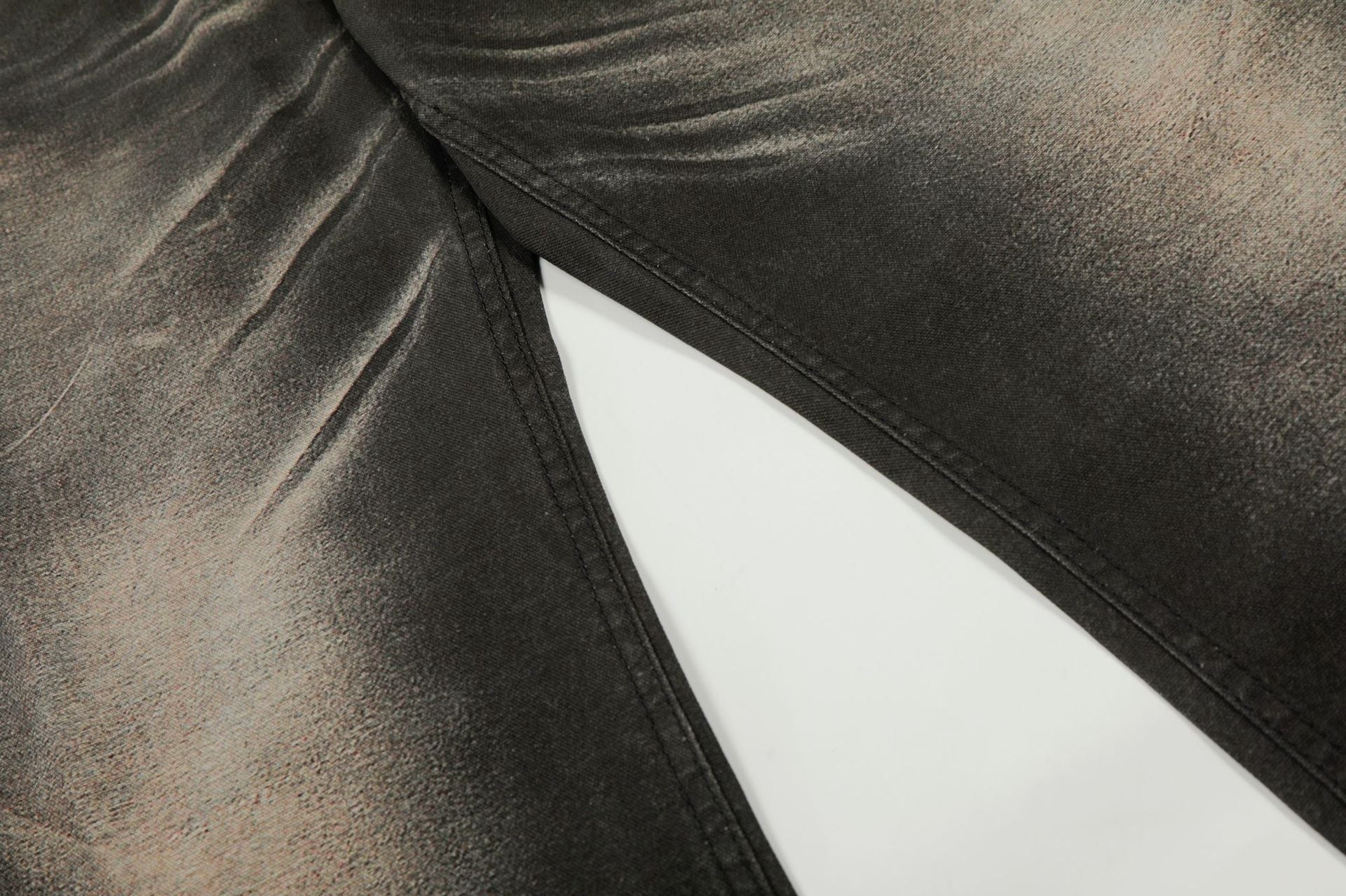 Washed Fade Whisker Wide Leg Straight Denim Jeans
