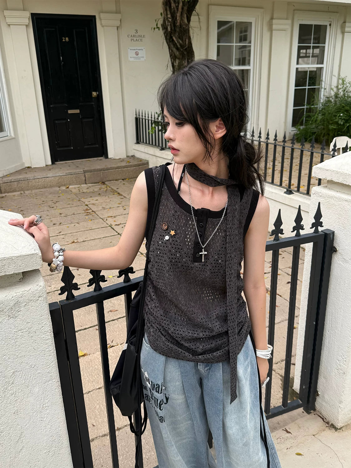 Strap Detail Oversize Tank Top