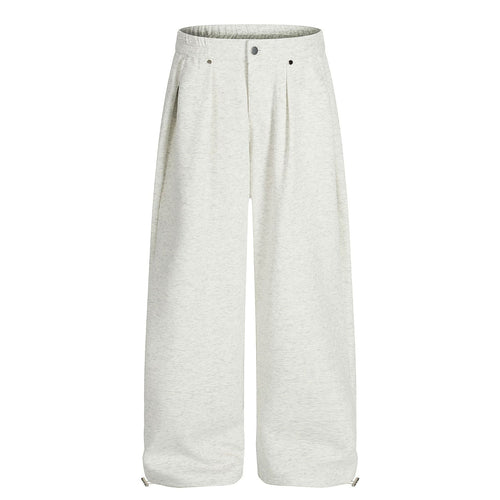 Drape Pleats Wide Leg Sweatpants - White / S