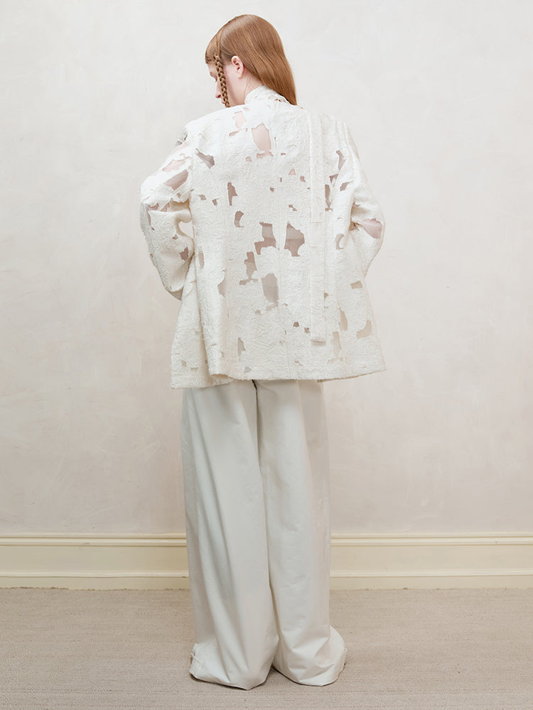 Beaded Collarless Tailored Jacket