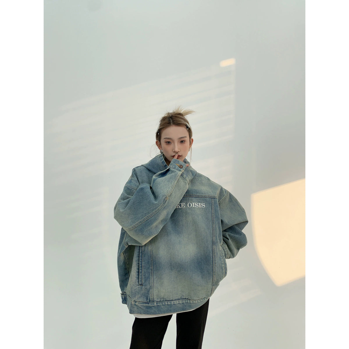 Oversize Pullover Denim Hoodie